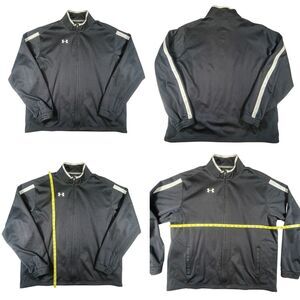 Under Armour Sz XL Cold Gear Black White Piping Full Zip Loose Fit Track Jacket